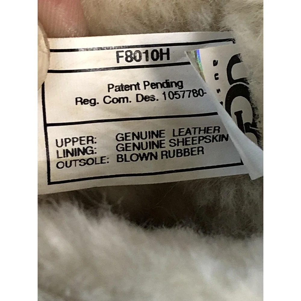 UGG Boots Womens Size 6 White Suede Shearling Fur Cuff Lined Winter 1875